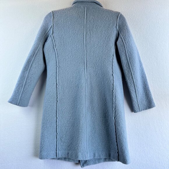 J.Crew Daphne Italian Boiled Wool Coat Womens 2 XS Blue Button Front Peacoat - Picture 10 of 13